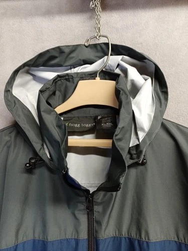 Frogg Toggs Rain Jacket Men's XL /XXL Blue Gray Hooded Packable Full Zip image 11