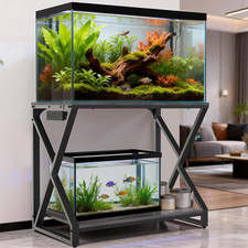 Heavy Duty Metal 50 Gallon Aquarium Stand with Charging Station, 2-Tier Storage