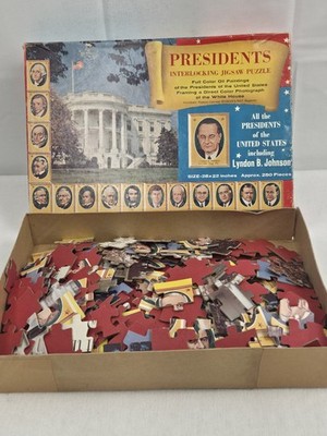 Jaymar Presidents Interlocking Jigsaw Puzzle 250pc 28x22 Complete Vintage 1963