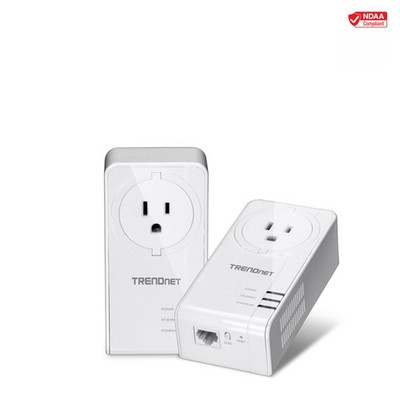 TRENDnet TPL-423E2K Powerline 1300 AV2 Adapter Kit  with Built-in Outlet