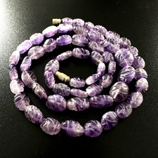 Vintage Carved Amethyst Necklace Tested with Gem Tester 25 in #59