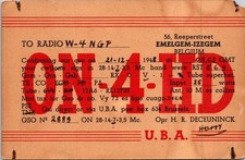 HAM RADIO CQ QSL CARDS ON4HD EMELGEM-IZEGEM BELGIUM 1948