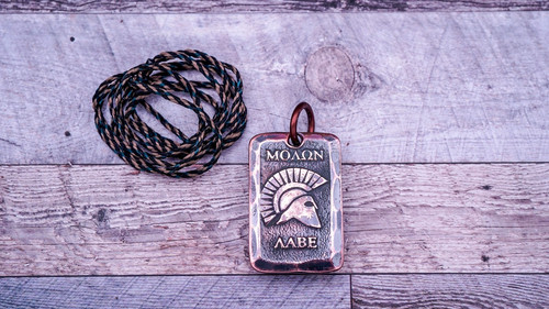 RMJ Tactical "Molon Labe" Pendant, Forged Copper