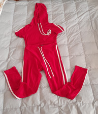 Fashion Nova crop top hoodie red tracksuit size 8
