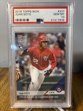 2018 JUAN SOTO TOPPS NOW ROOKIE CARD RC #337 PSA 10 GEM MINT. rookie card picture