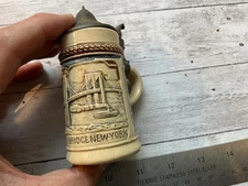 ORIGINAL ANTIQUE MINI GERMAN STEIN BROOKLYN BRIDGE NY