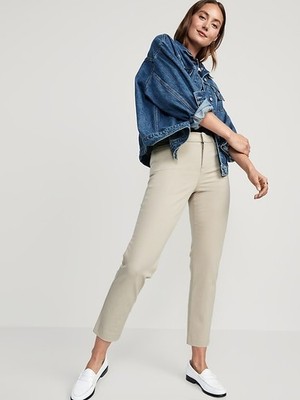 OLD NAVY ~ New! NWT 6T 6 Tall ~ Khaki Tan High-Waisted STRAIGHT PIXIE Pants b13