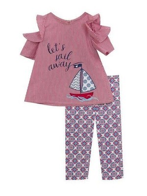 Rare Editions Red Navy Let's Sail Away Sailboat Set  Little Girls 6