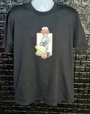 Tultex Hook-Ups Nurse Girl Anime T-Shirt Men’s XL Black 90s Vintage Deadstock