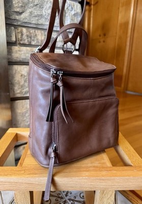 ili New York Backpack Genuine Leather RFID Bucket Bag Brown Travel Organizer