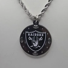 LAS VEGAS RAIDERS Pendant Charm / 24" STAINLESS STEEL 4MM ROPE CHAIN NECKLACE