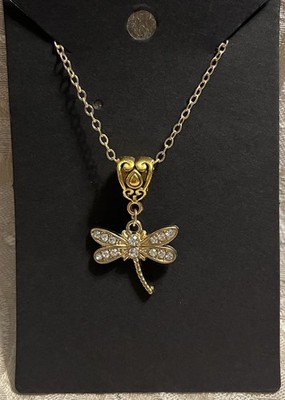 Vintage Gem Dragonfly Charm Pendant Fashion Trendy Gold Necklace 18 