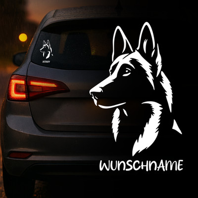 Malinois | Belgischer Schäferhund Auto Aufkleber Dog  | Wunschname | Sticker 520
