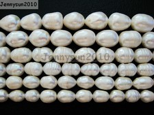 Natural Freshwater White Pearl Oval Rice Bead...