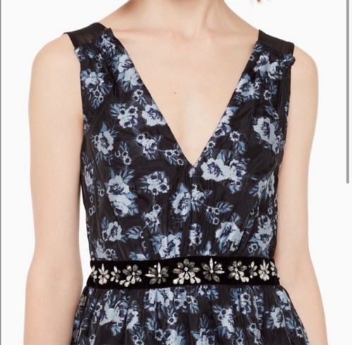 Kate Spade Prairie Rose Jewel schwarz und blau Cocktailkleid Größe 4 neu ohne Etikett - Bild 4 von 13