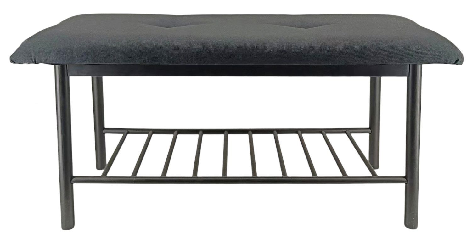 Banc de Chaussure Avec Coussin 90x34x45cm Rangement en Bois Meubles Bambou Noir