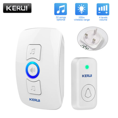 Waterproof Wireless Doorbell LED Flash Cordless Home Plug-in Door Bell 32 Chimes - Picture 20 of 31