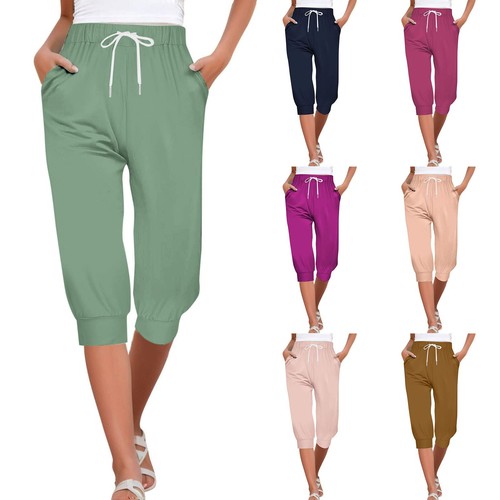 Women's Capri Sweatpants Joggers High Waisted Casual Sports Cropped Lounge Pants