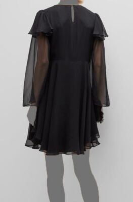 rebecca taylor ruffled silk chiffon dress Rebecca Taylor Metallic Chiffon Ruffle Dress