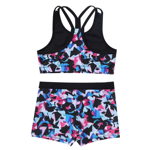 Kids Girl's Crop Top With Bottoms Practice Swimsuit Fitness Swimwear Bathing - Picture 23 of 39