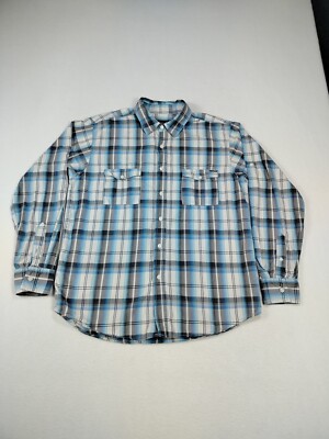 Seven7 Shirt Men's Large Blue Gray Button Up Westerncore Cowboycore Ranch PBR