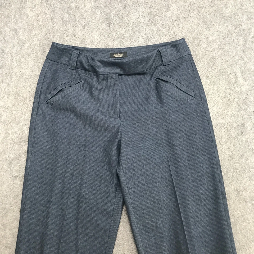 Pantalones Peck & Peck Mujer Talla 4 Azul Gris Pantalones Rectos Calce Clásico Carrera Foto 3 de 4