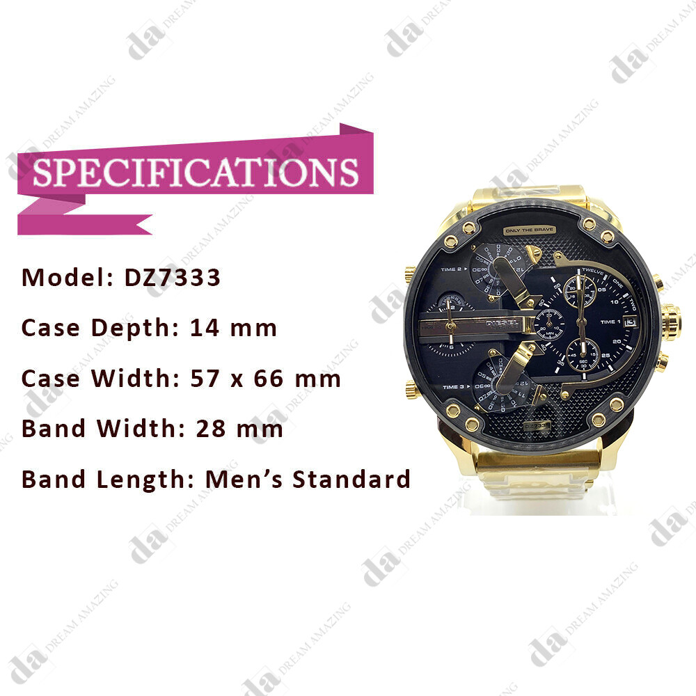 Diesel DZ7333 Mr. Daddy 2.0 Gold Stainless Steel Black Dial