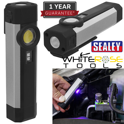 Sealey Wiederaufladbarer Aluminium Taschenlicht Lecksucher UV 3W COB 220 Lumen
