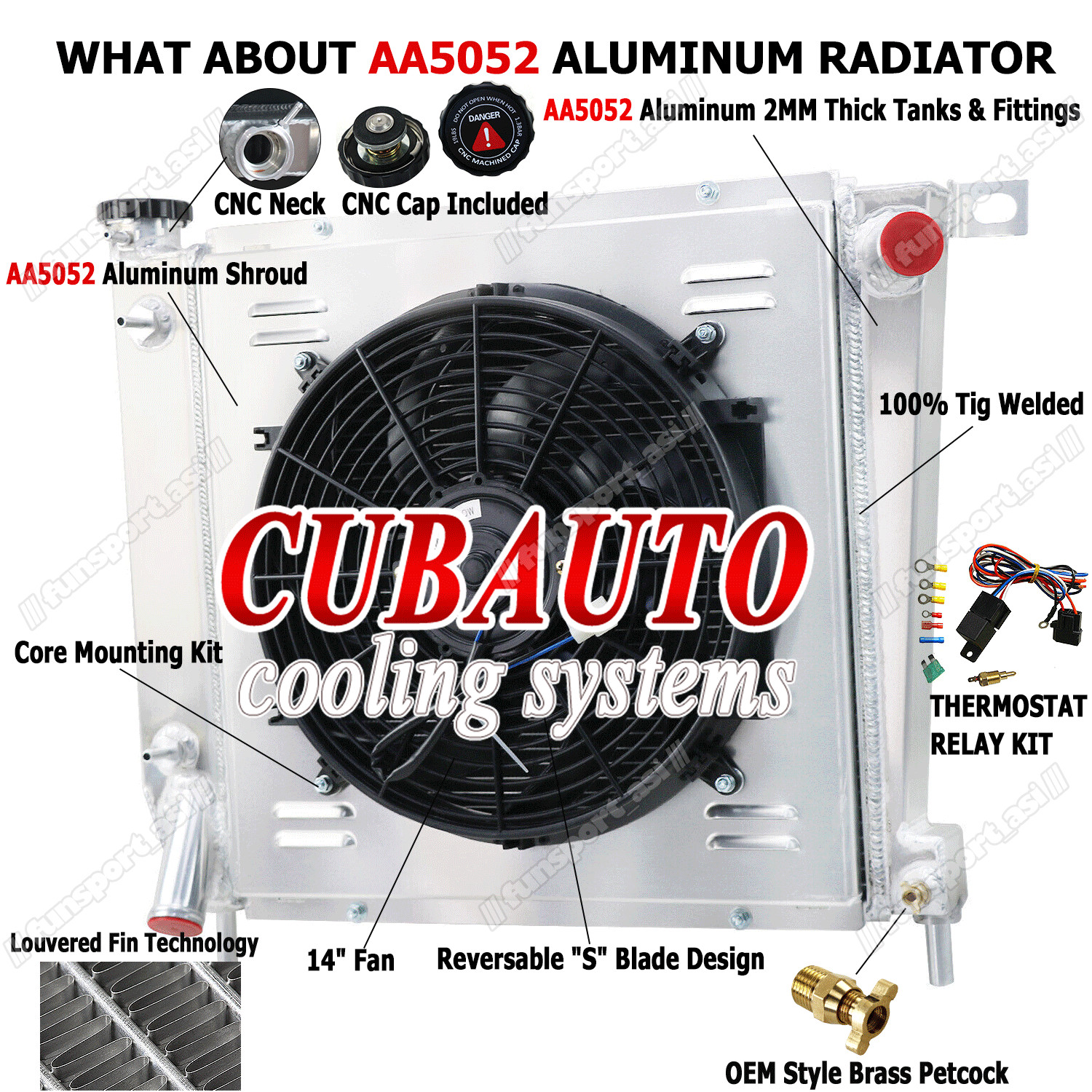 1985-1994 Ford Explorer Ranger Bronco II 2-Row Aluminum Radiator Fan Shroud