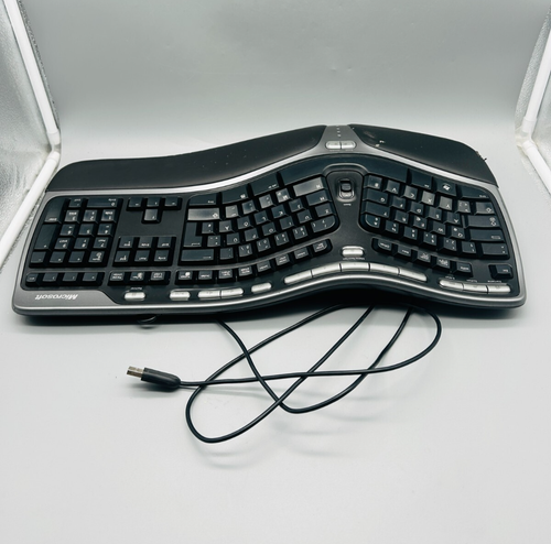 Microsoft Natural Keyboard 4000 V1.0 USB QWERTZ ergonomische Tastatur schwarz #1 - Afbeelding 3 van 4