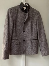 Vintage Talbots Wool Silk Blend Blazer Size 10 Gray Speckled Lined Buttons Up
