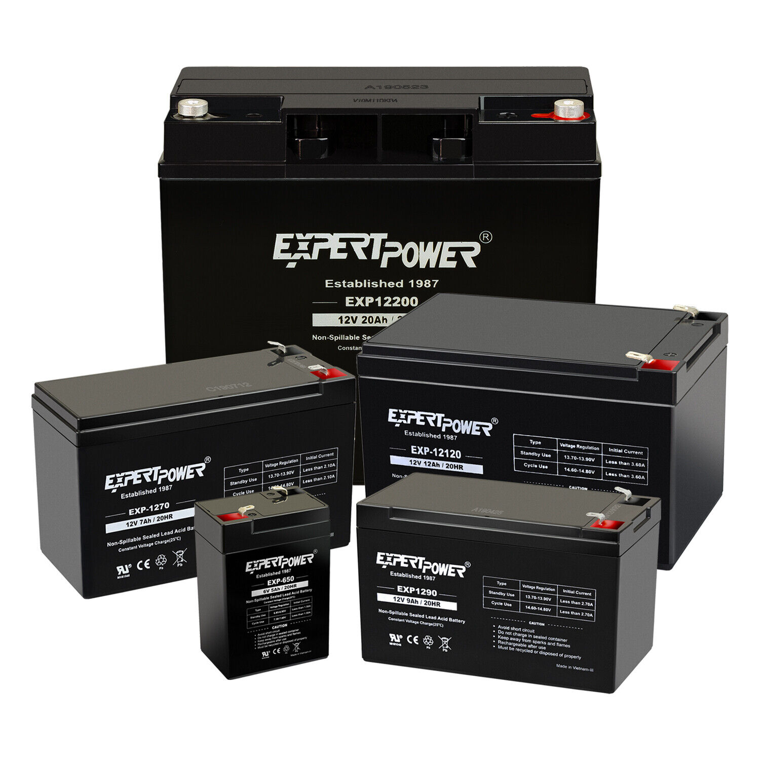 ExpertPower Sealed Lead Acid Battery - 12V 6V 20Ah 18AH 12AH 10Ah 9AH 7AH 5AH