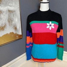 Sag Harbor Rainbow Striped Mock Turtleneck Sweater