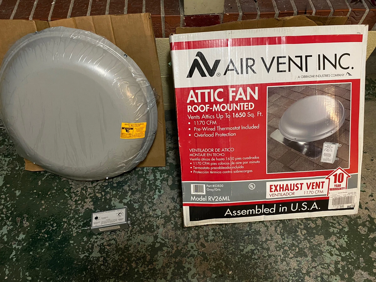 Air Vent 1170 CFM Power Attic Mount Ventilator Fan RV26ML 53830 Gray New  46388121241 | eBay