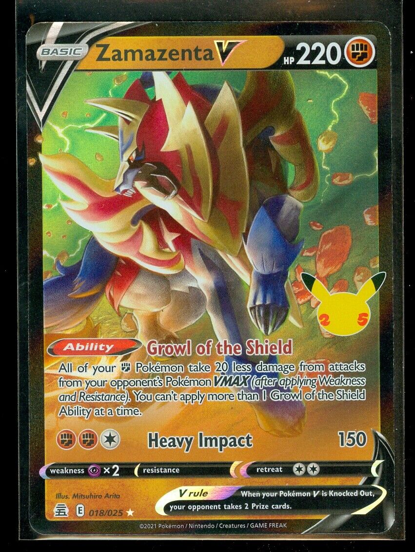 Pokemon ZAMAZENTA V 018/025 - Celebrations - ULTRA RARE HOLO - MINT