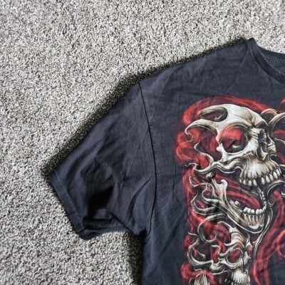 Skull and Smoke Black Cut Tag 2XL Grunge, Punk, Metal Short Sleeve 