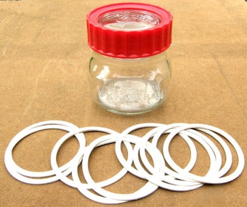 Nuove guarnizioni in gomma per barattoli Ravenhead Kilner con anelli in plastica rosso-arancio