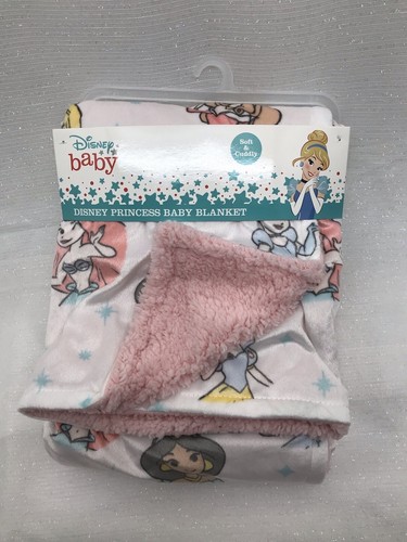 Disney Princess Pink Baby Blanket Sherpa Cinderella Ariel Rapunzel Girls Lovey