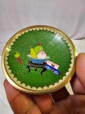 Vtg Cloisonne Enamel Trinket Dish w/ Fruits Design - B4