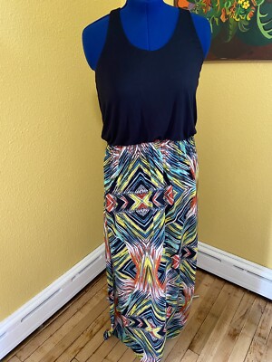 half moon by modern movement dress Half Moon by Modern Movement Womens Sz L Maxi Dress Bright Geometric Skirt