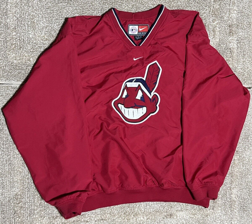 Vintage Cleveland Indians Guardians Nike Team Windbreaker Red Jacket Size XL