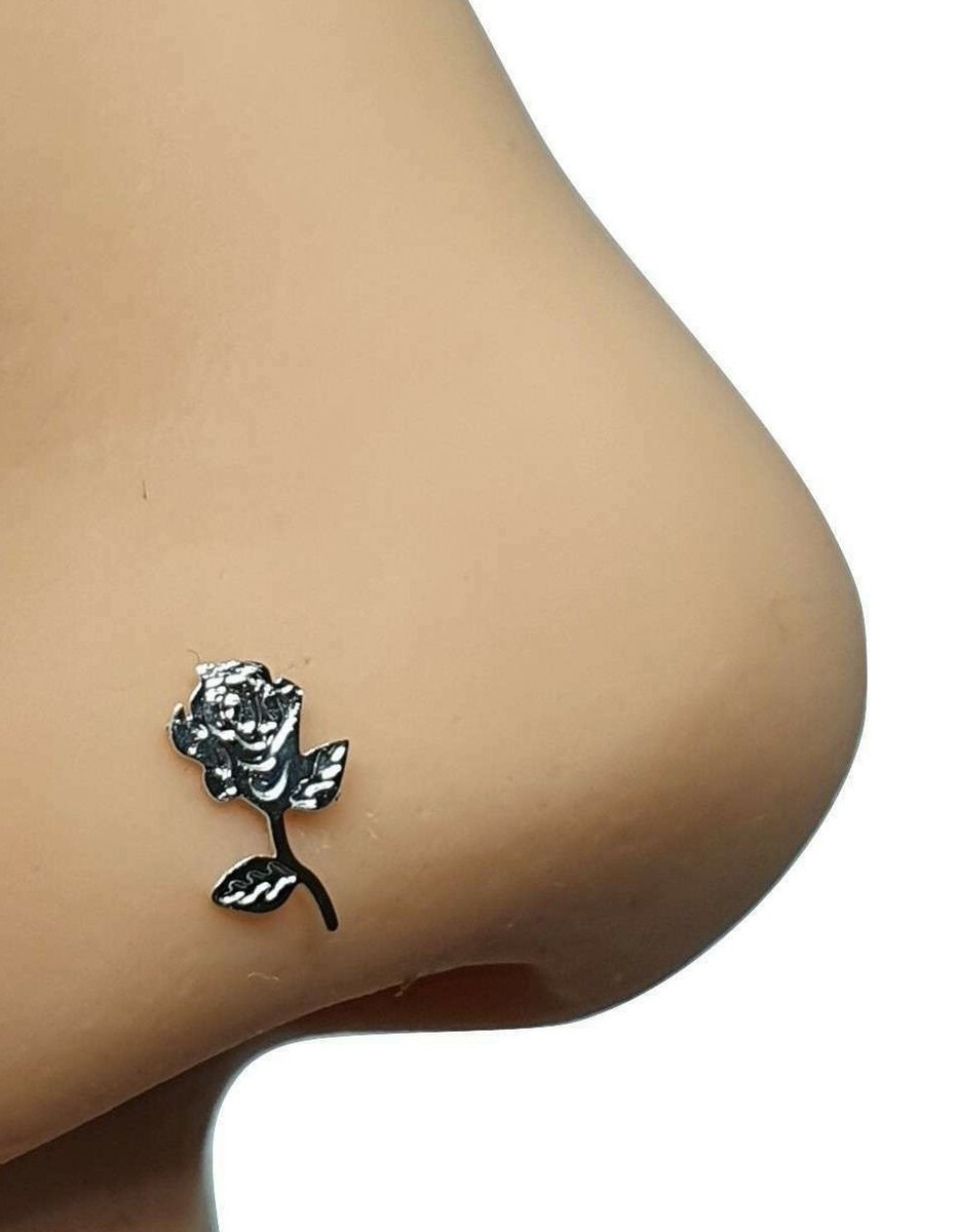 Orecchini A Perno Con Rosa Nera In Argento Sterling: Design Gotico, 1x1 Cm, Per Lobo