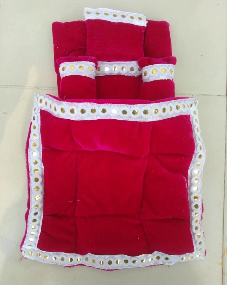 Multicolour Laddu Gopal Kanha Ji Bedding Set With pillows And Blanket size 4 US - Image 4 of 4