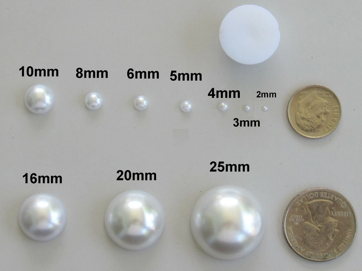 White Cabochons/Flat Back Faux Pearl Beads Craft Quality Various Sizes  Scrapbook