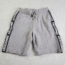 Abercrombie Shorts Boys 11 12 Grey Drawstring Logo Tape Fleece Bermuda Active Sh