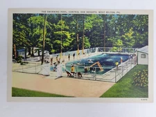 The Swimming Pool.  Central Oak Heights,  West Milton,  P.A.  Linen Postcard