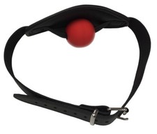 BDSM Bondage Leder Ball Mundknebel mit Klappe und 40mm Ball Mund Knebel rot