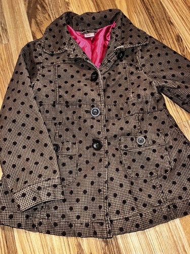 Gymboree Girls Jacket Coat Sz 6 Brown Polka Dot Vintage VTG - Picture 2 of 7