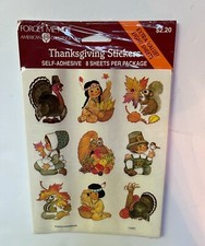 Forget Me Not American Greetings Thanksgiving Stickers - 8 Sheets USA Made NOS