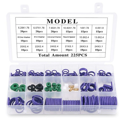 #ad 225 PCS Rubber O Ring Spacer Gasket Washer 18 Sizes Car Auto AC Repair Kit $20.05